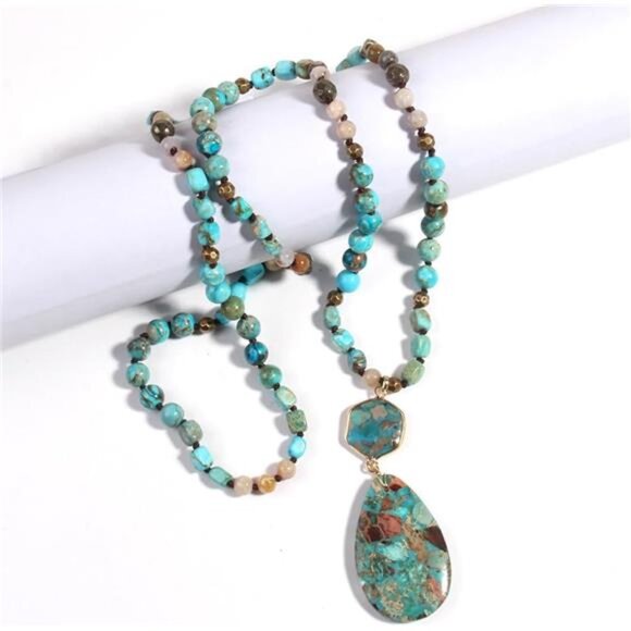 Amazon.com: PEARLFECT Long Pendant Necklaces for Women/Men  Boho Necklaces for Men Trendy,32/35/36 Inch Natural Stone Beaded Long for Men